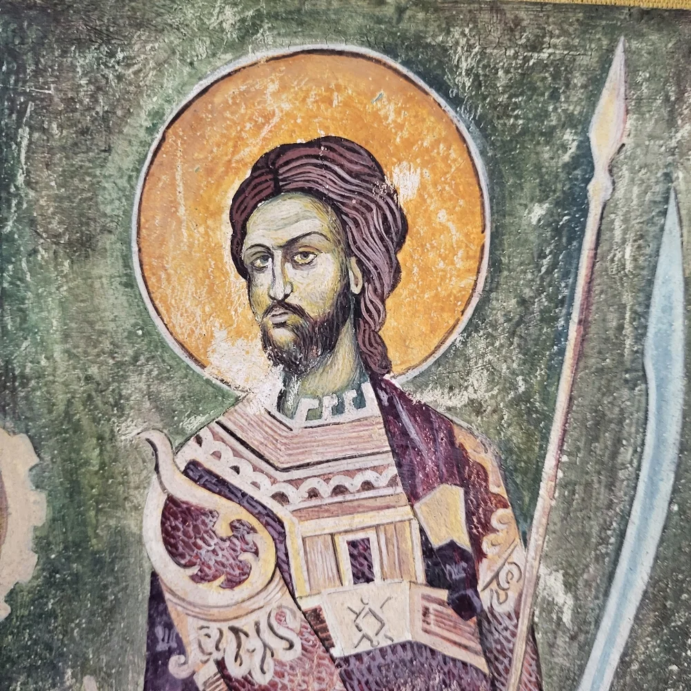 Vintage Russian School Warrior Icon Krstic Dragan Academic Painting Belgrade